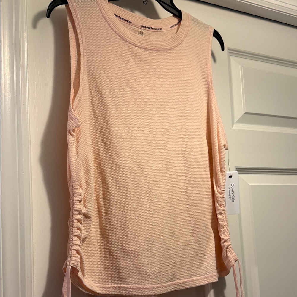 Calvin Klein Performance Light Pink Ruched Tank Top  Soft Size XL. NWT